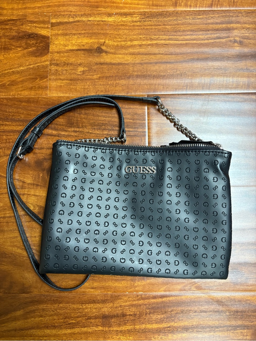 GUESS Tidewood double zip MiniCrossbody Bag with Chain Accent